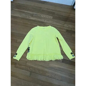Neon Buddah Cape Side Pullover Women Yellow Cotton Ruffle Button Size PL